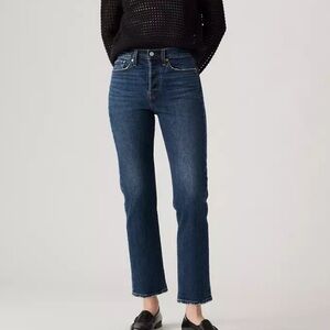 Levi's Wedgie Straight Ankle Blue Denim Jeans With Button Up Fly Size 28